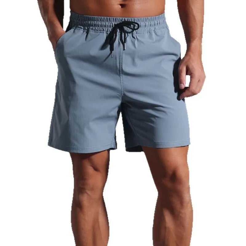 Men's Loose Short-length Shorts Quick Drying Casual Mid Waist Polyester Straight Pants for Everyday Summer Wear Available in Khaki Black Blue Purplish Red Sizes M to 4XL
