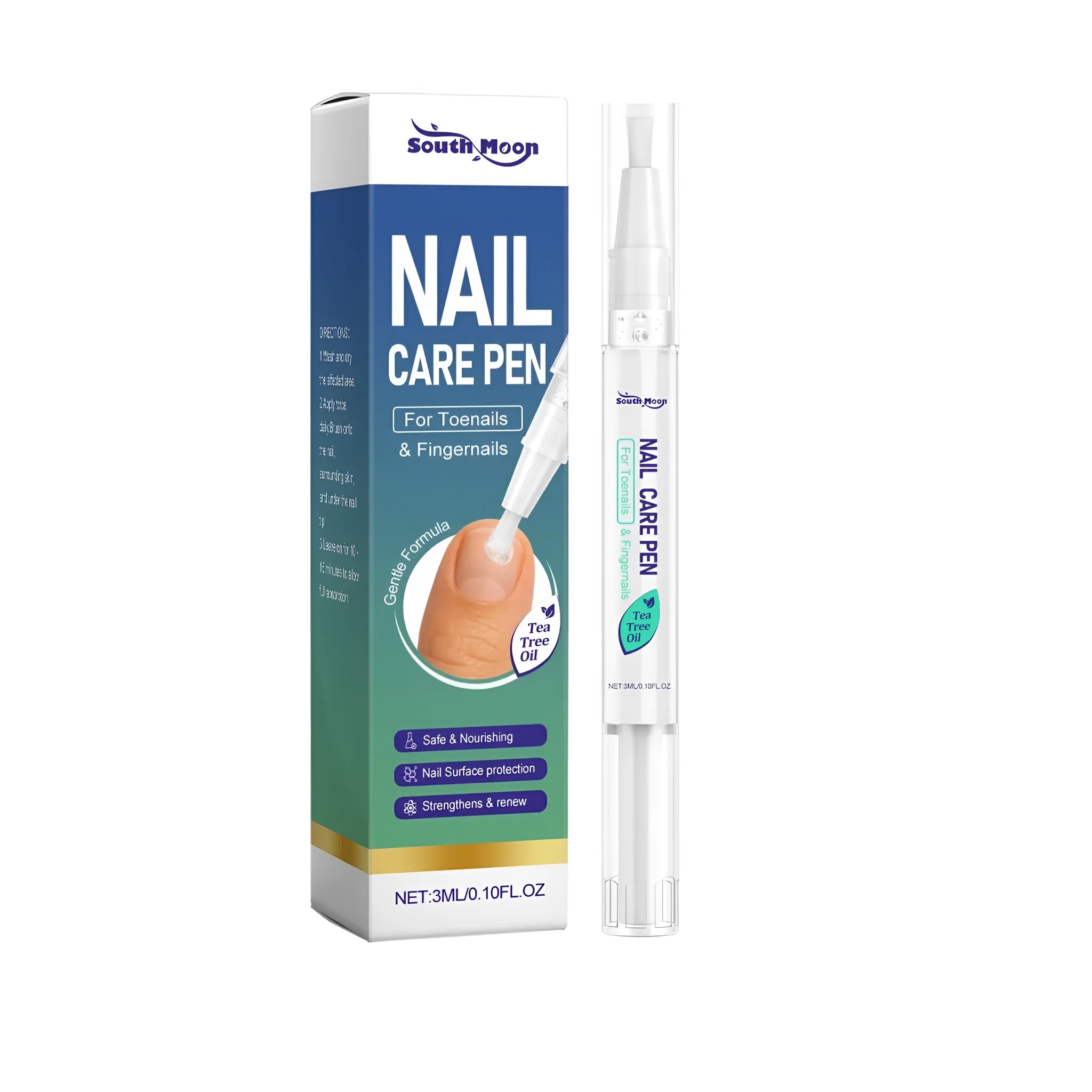 Nail care pen with 3ml capacity and active ingredients chlorhexidine gluconate, borneol and tea tree oil