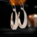 Women's copper geometric hoop earrings with electroplated finish, 4.3 by 4.5cm, multiple colour options including black, green, purple, gold, silver