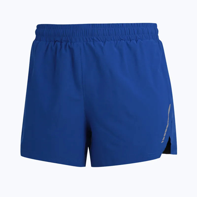 Men's gray quick-dry marathon running shorts with a straight leg on a white background.