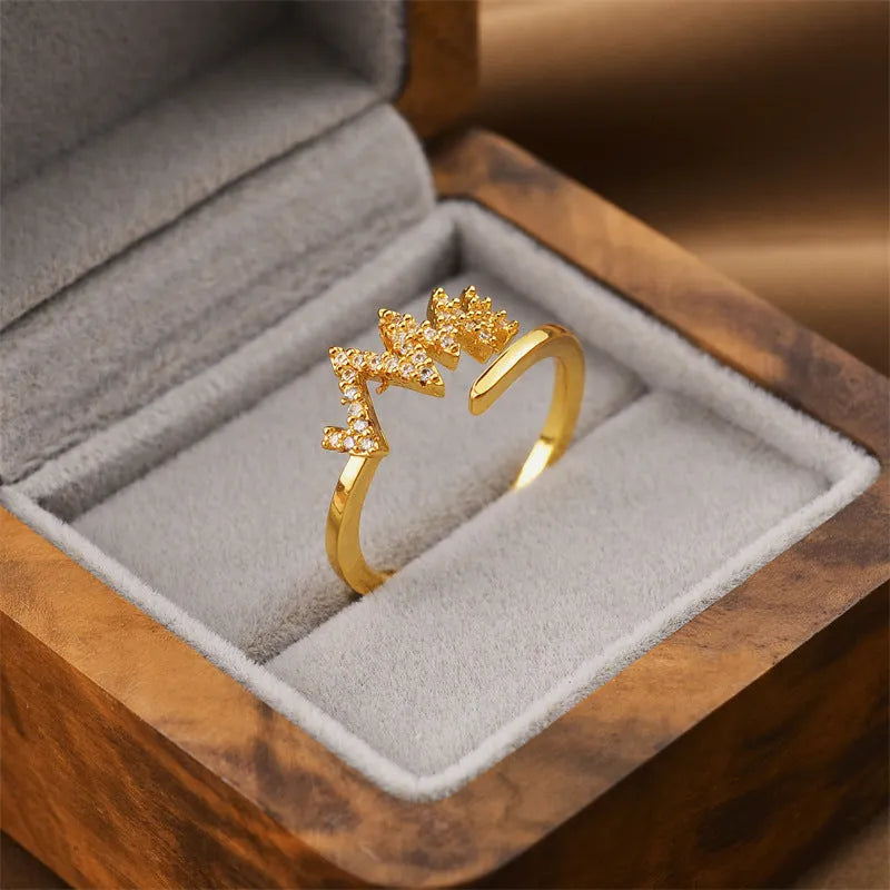 Gold electroplated geometric copper ring with Korean fashion design