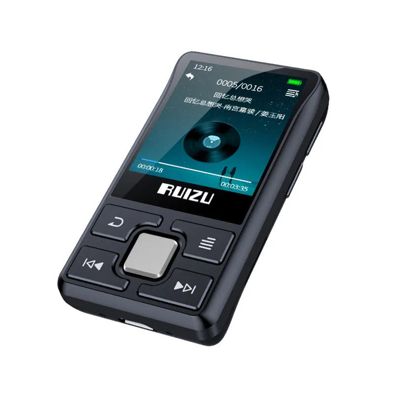 Black Bluetooth running card MP3 player X55 with 8GB storage, 14x9.5x4cm packing size, headset and cable included