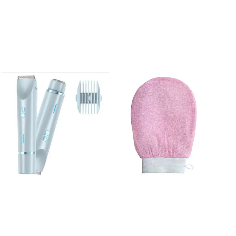 2-in-1 women's electric body hair trimmer double head shaver USB rechargeable pink for wet dry use on bikini line legs underarms