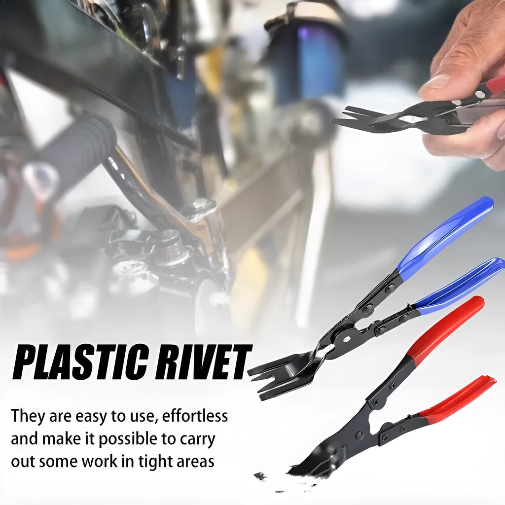 Blue forged steel car panel removal pliers tool measuring 235mm in length.