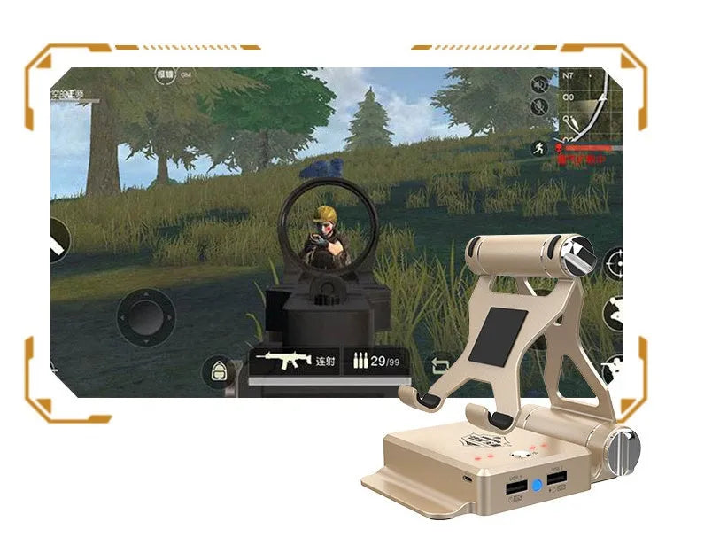 GameSir-X1 Eat Chicken Throne mobile game controller in silver finish with keyboard and mouse connected via Bluetooth