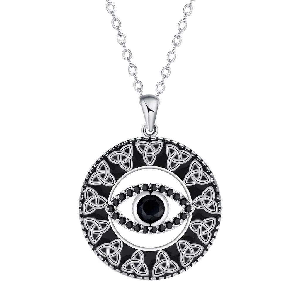 Copper devil's eye pendant necklace on cross chain electroplated finish women's light luxury jewellery