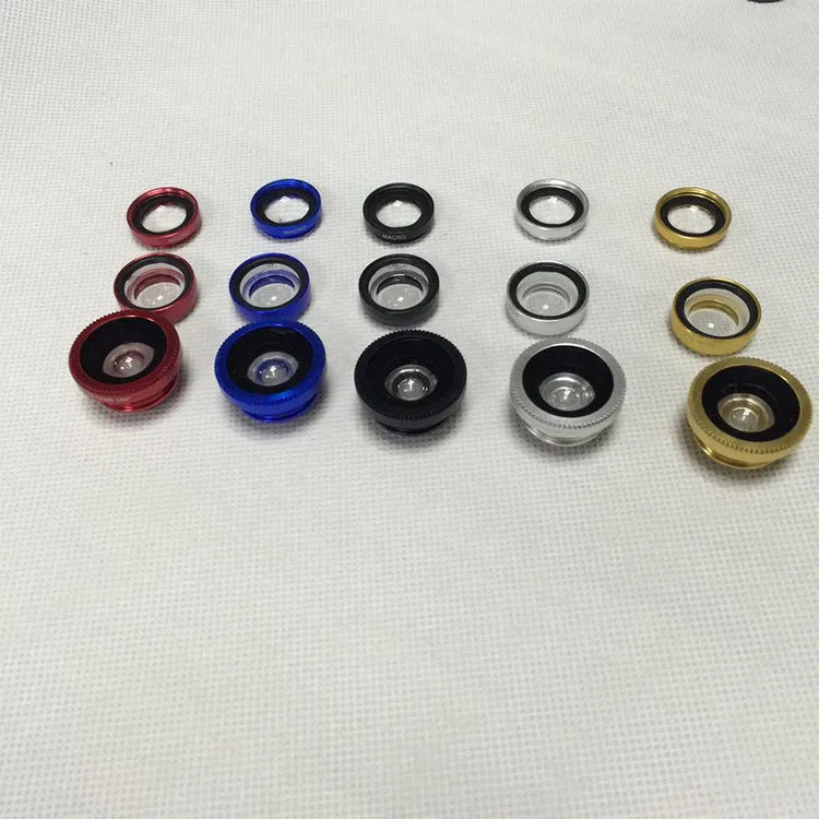 Three-in-one mobile phone fisheye lens with clip-on design for wide-angle and macro photography