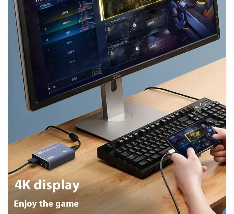Black MS2131 chip 4K gaming set-top box with audio recording and 1080 resolution