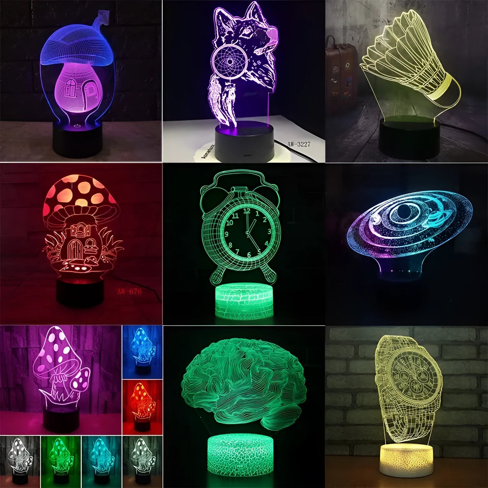 3D LED desk lamp with remote control and colourful touch panel for study room use