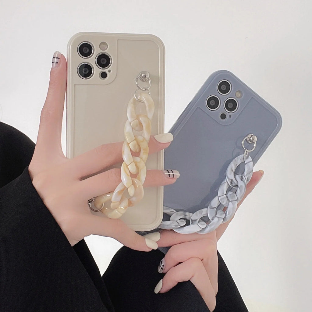 Marble bracelet silicone phone case made of fine hole TPU soft shell, available for Apple iPhone models 7 to 15 Pro Max, shown in antique white.