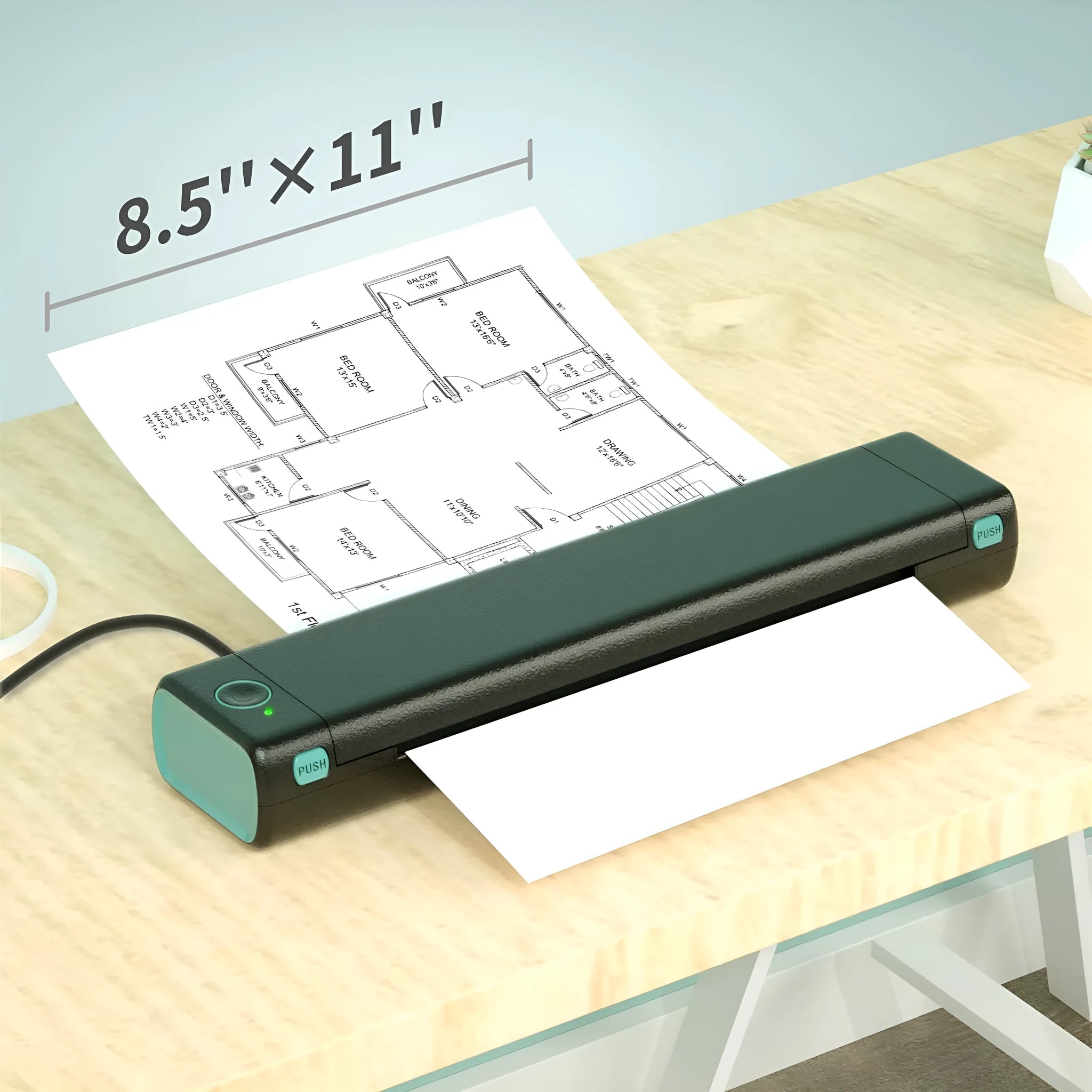 Phomemo M08F A4 portable thermal printer in white with Bluetooth and USB connectivity