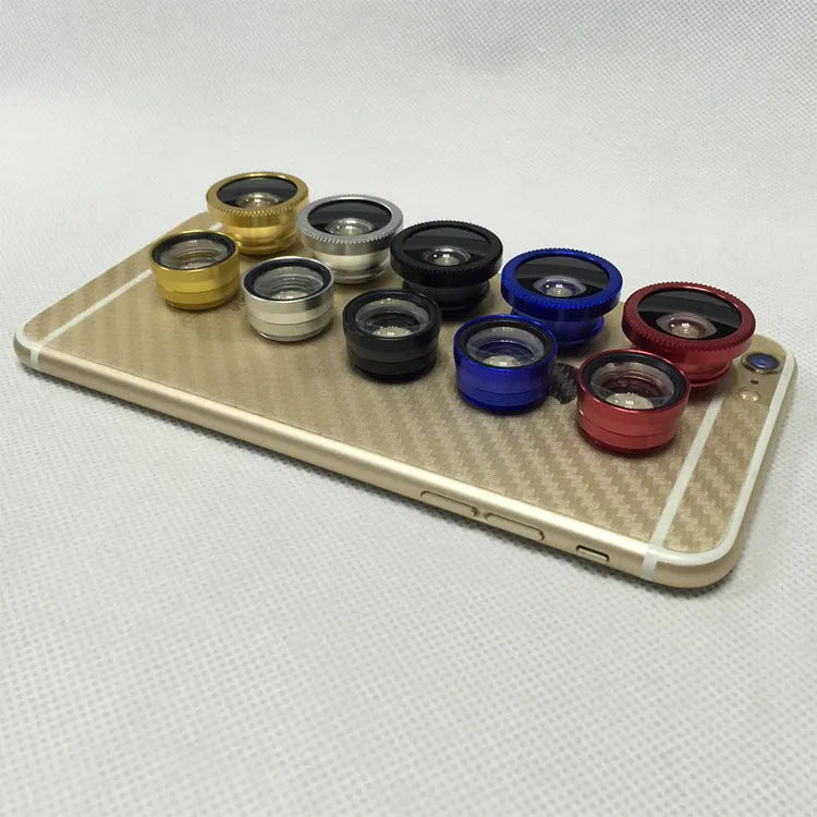 Three-in-one mobile phone fisheye lens with clip-on design for wide-angle and macro photography