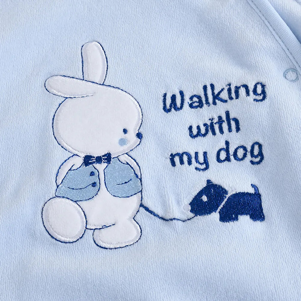 100% cotton newborn baby one-piece long sleeve long climb light blue winter