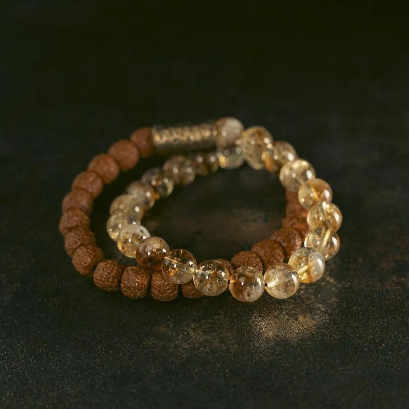 Retro citrine LCD double circle bracelet for girls and boys in sizes 15 to 18