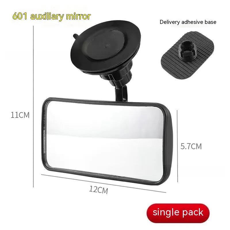 360-degree rotation car rearview mirror with ABS glass and black ABS shell, universal fit sucker mount