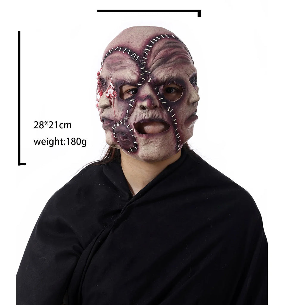 Halloween three-sided grimace horror mask made from natural latex with realistic finish