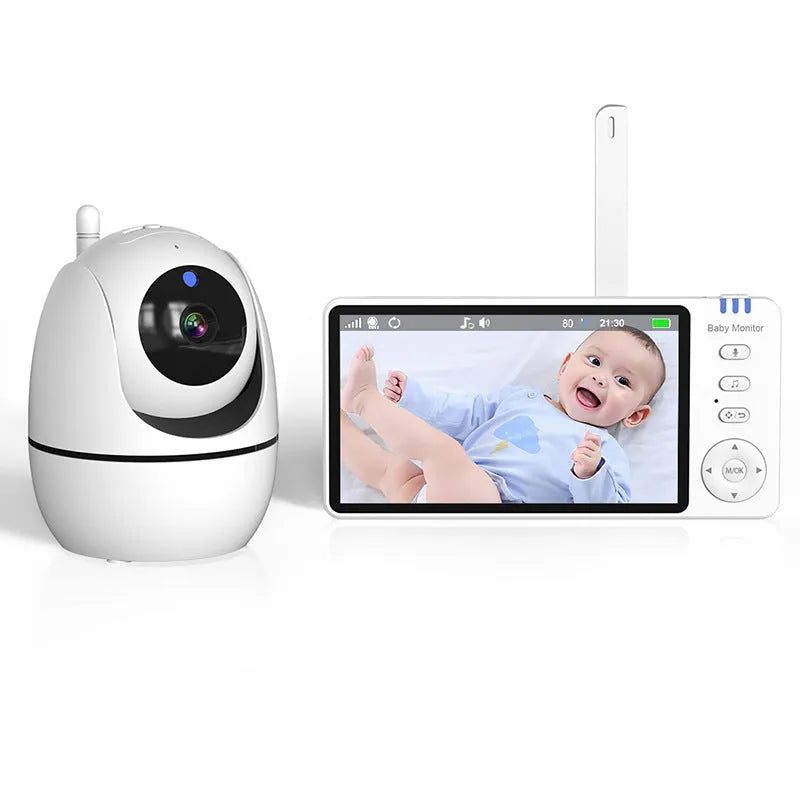 White HD wireless baby monitor with 5-inch LCD screen and camera