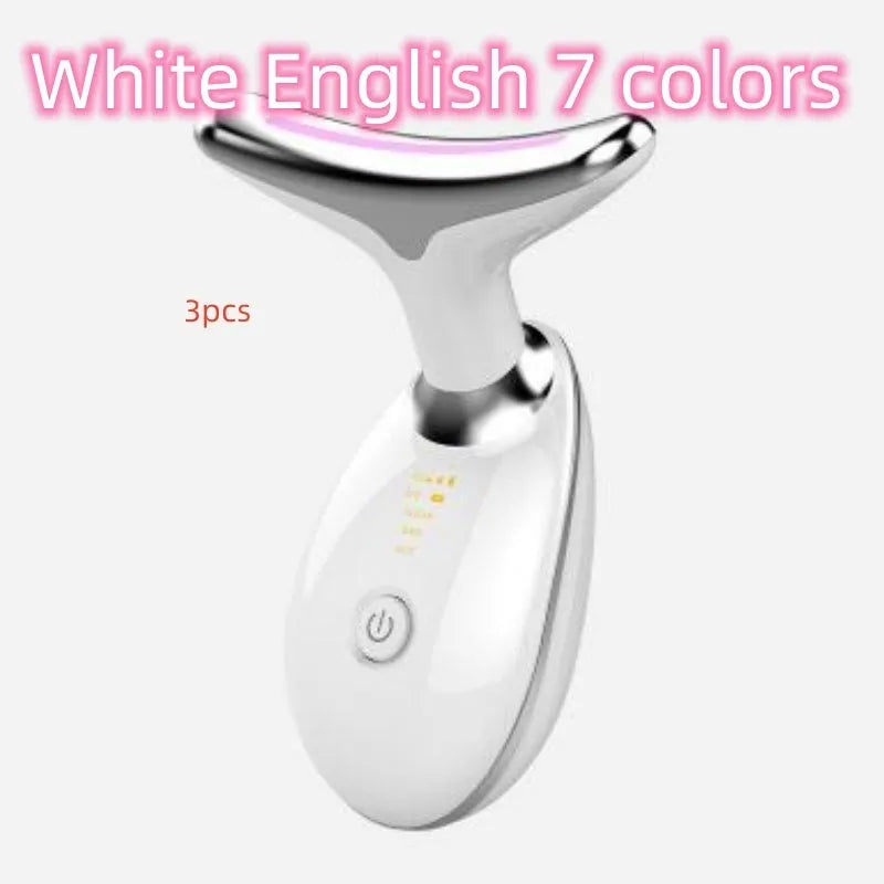 Beauty neck fade care massage instrument with ultrasonic infrared colour light functions in white