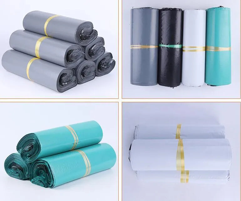 100-pack polyethylene courier bags clothing bag sticker sealing multiple sizes colours black gray green white
