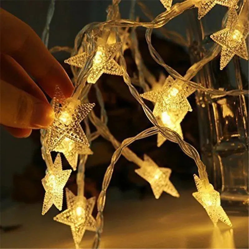 LED star light string 3m outdoor holiday decoration with 20 warm white glass shell lights