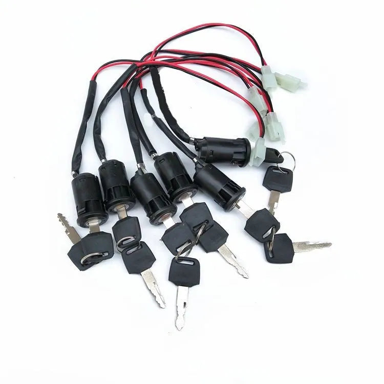 Waterproof electric door lock for car accessories with plastic housing and wiring terminals