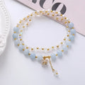 Natural freshwater pearl double ring bracelet with crystal beads in amethyst colour option