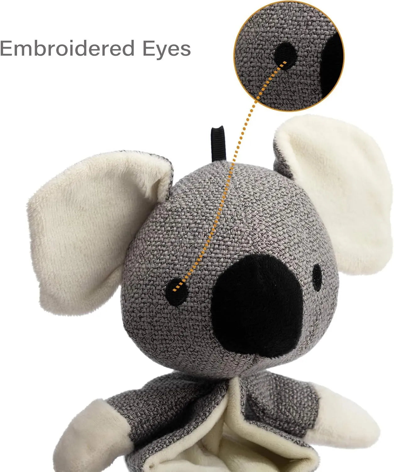 Grey koala dog squeaky toy measuring 30cm with crinkle paper inside for noise