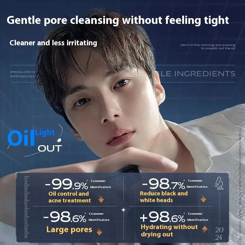 Men's oil control blackhead removing acne facial cleanser 150ml tube