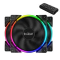 Set of three black 120mm RGB lighting PC case fans.