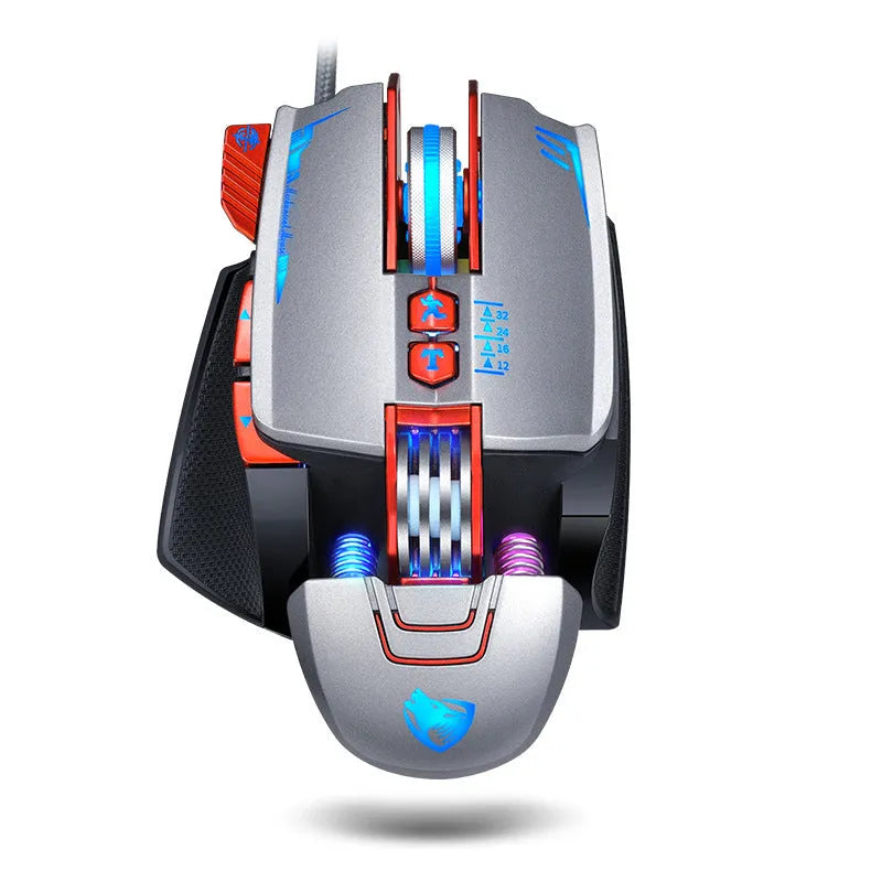 Thunder Wolf V9 black wired gaming mouse with 6 buttons and ergonomic right-handed design