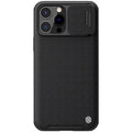 Black textured PC TPU sliding phone case for iPhone 13 Pro Max, 13 Pro, and 13 – back cover view