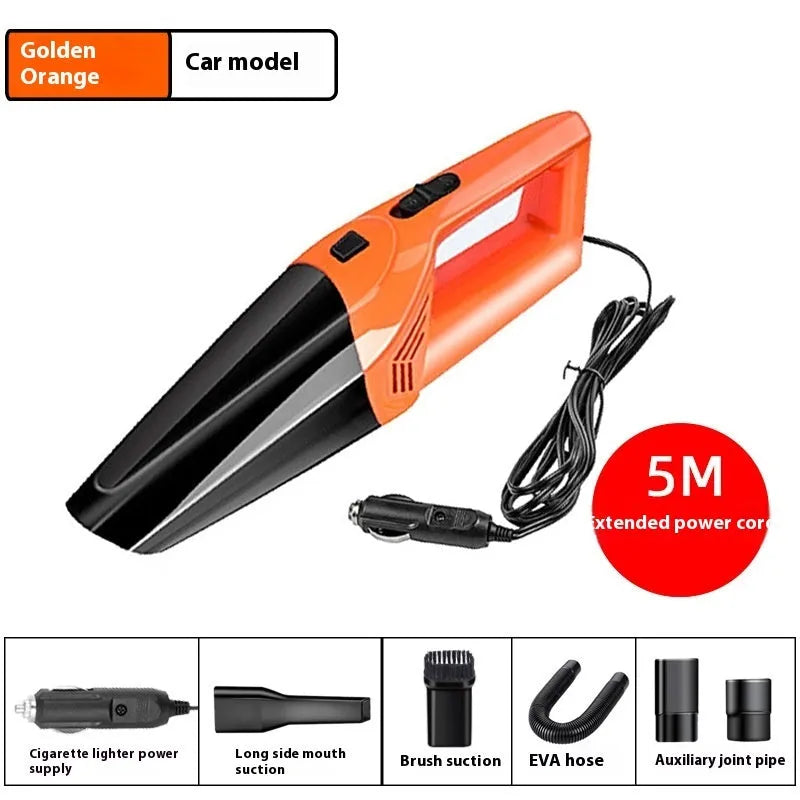 Cool Black 12V car wet and dry vacuum cleaner with brush suction and hose attachments