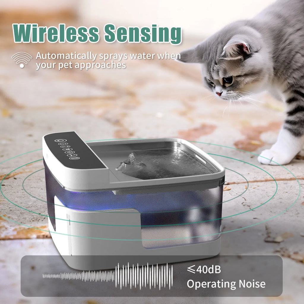 Automatic pet water dispenser with circulating pump and filter element for cats and dogs