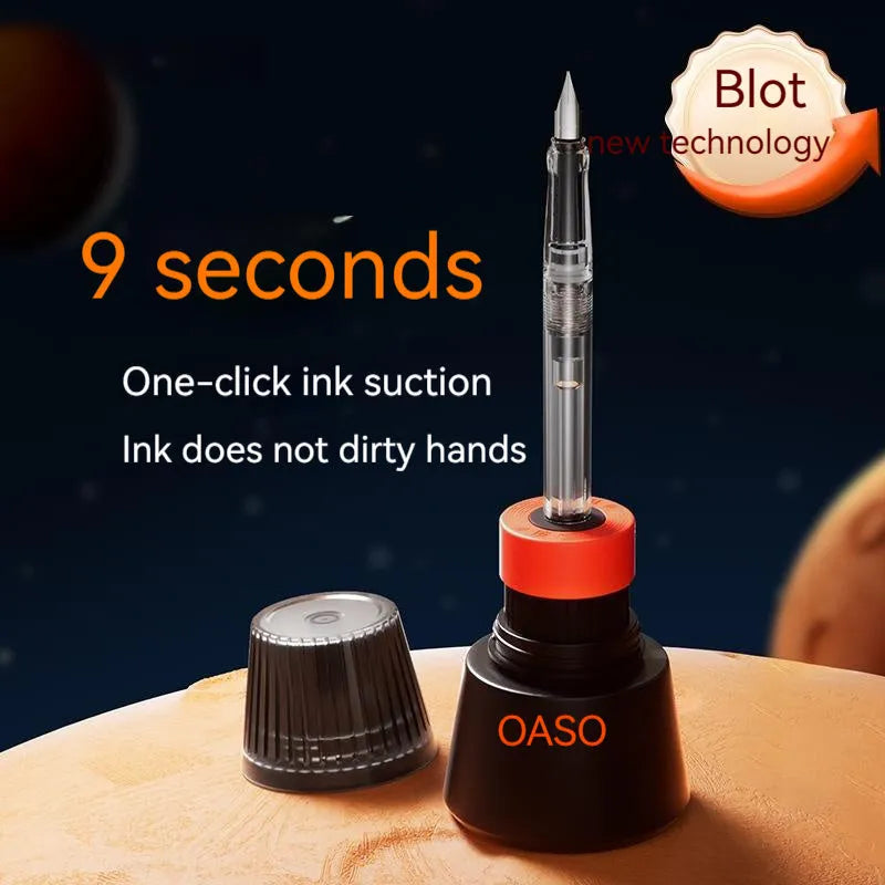 Automatic suction pen set with plastic body, ink feeder, and choice of 0.38mm or 0.5mm pen heads.
