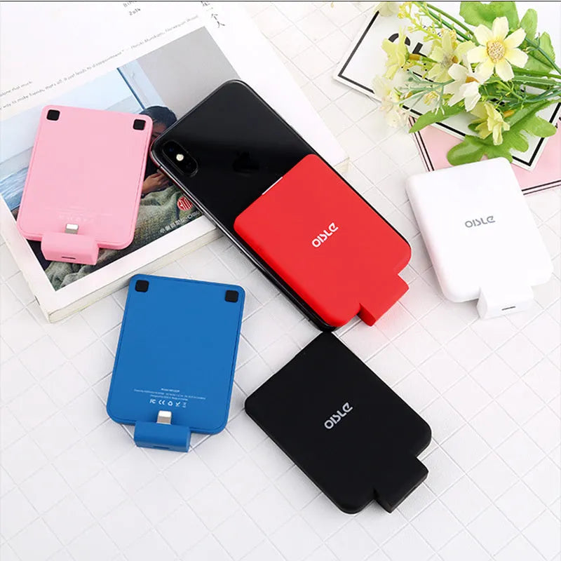 4500mAh back clip battery for iPhone Android Type-C in black, compact size 90mm x 61mm x 9mm