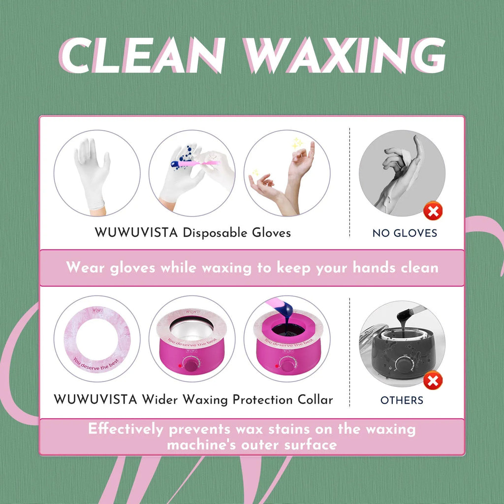 WUWUVISTA 56-piece professional waxing kit with black wax warmer, wax beads, applicators, and aftercare products