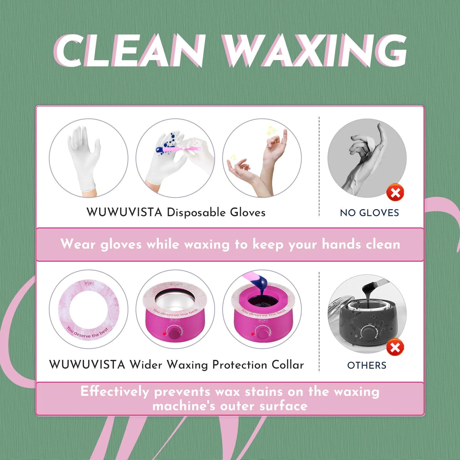 WUWUVISTA 56-piece professional waxing kit with black wax warmer, wax beads, applicators, and aftercare products