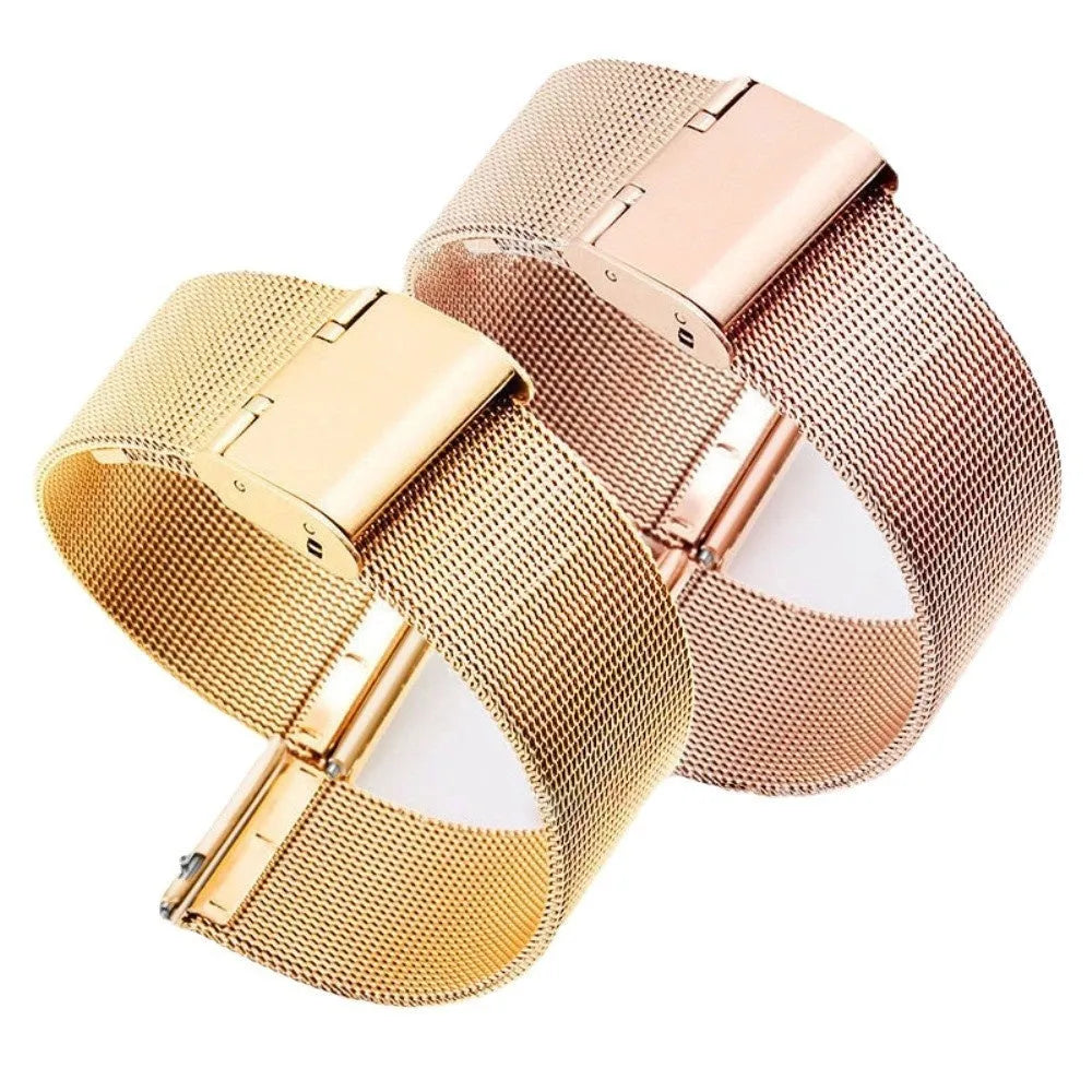 Milani Silk woven stainless steel watch band in silver, black, rose gold, and gold colour options.