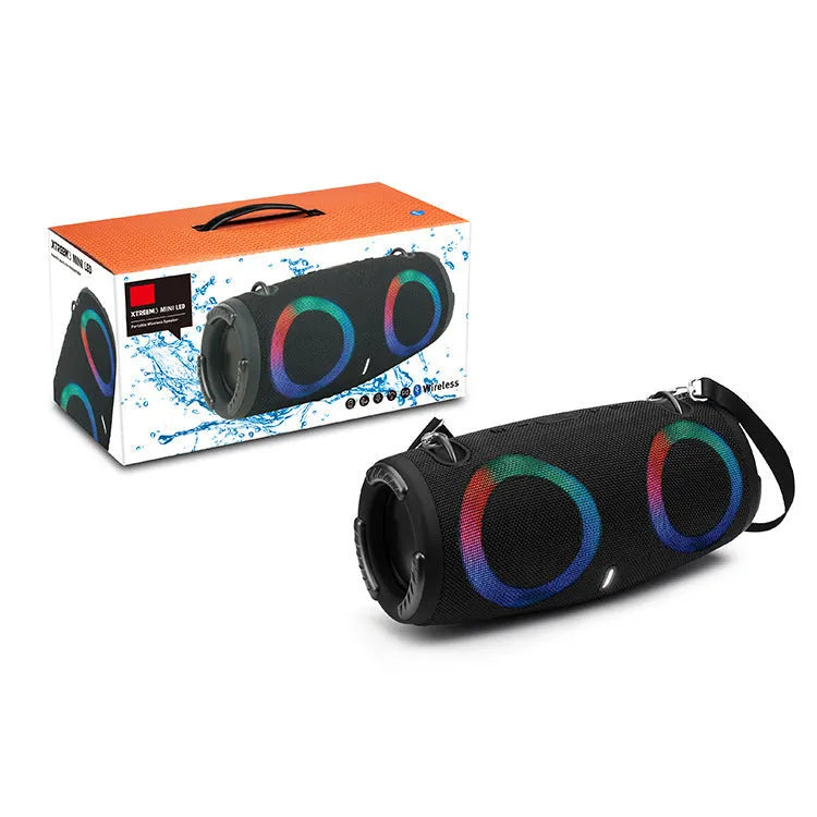 War Drum Bluetooth portable speaker with RGB coloured lights in black blue red silver grey camouflage colours