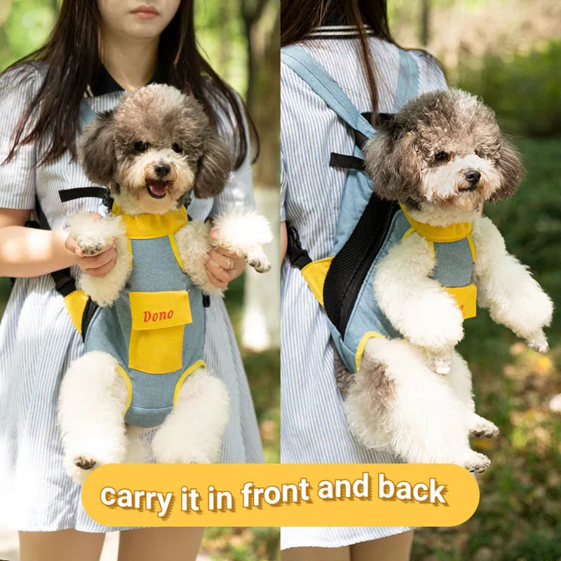Colourful pet carrier front sling bag with cross shoulder strap for small dogs and cats