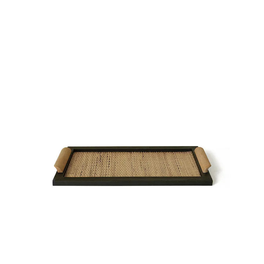 Pine wood dining tray with compartments, shown in large and small size options.