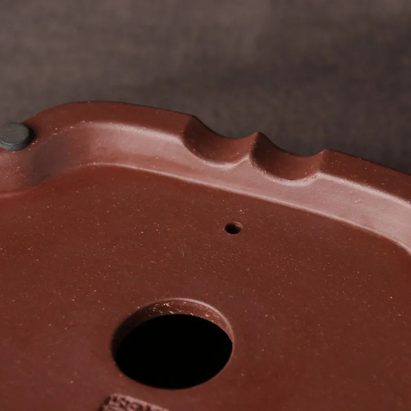Handmade purple clay bonsai basin in classical Chinese style measuring 25x20x7cm