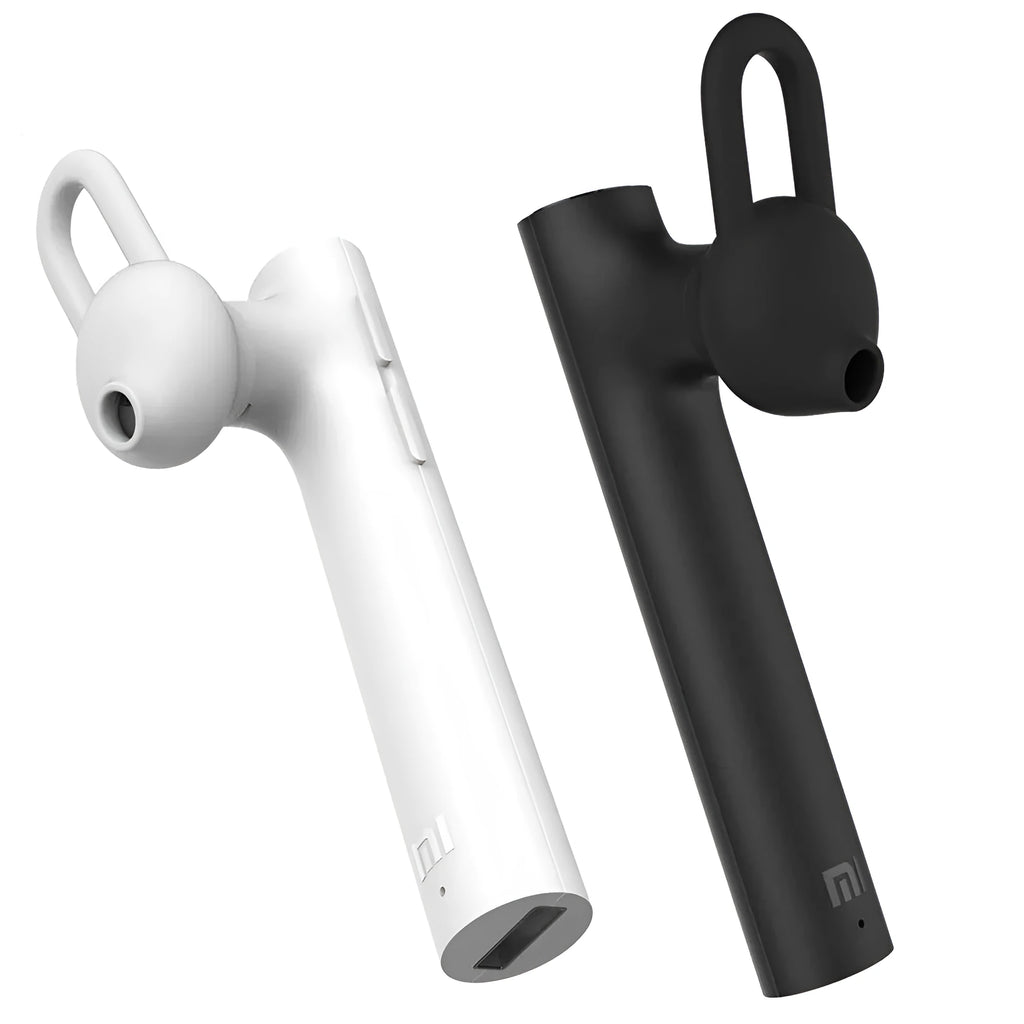 Compact wireless Bluetooth headset in black, measuring 5.6 cm x 1 cm x 0.8 cm, with earpiece and charging port visible