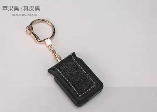 Bluetooth dual SIM adapter keychain with Nano SIM slot and leather finish, compatible with iOS devices