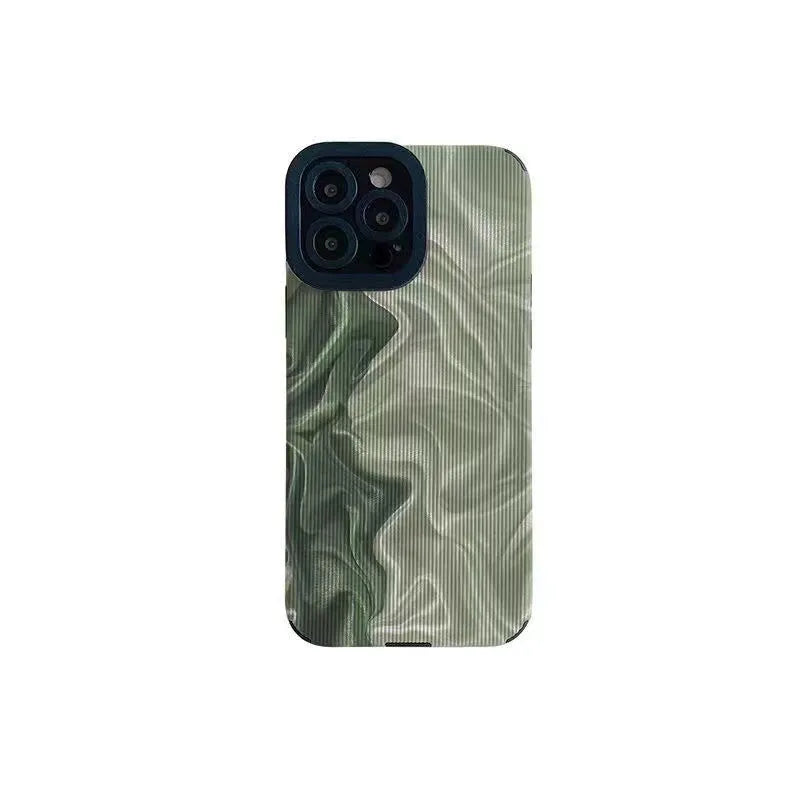 All-inclusive silicone phone case for Apple iPhone with wavy texture anti-falling soft shell and imitation leather finish