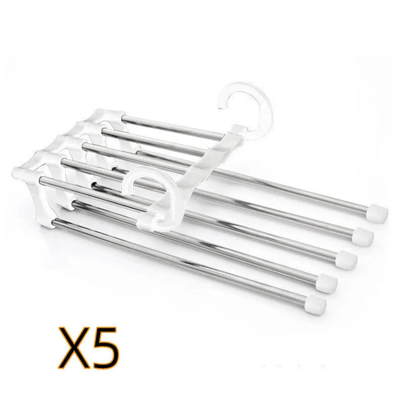 5-in-1 stainless steel trouser hanger, black, 47x18cm, with five booms and two hooks at each end