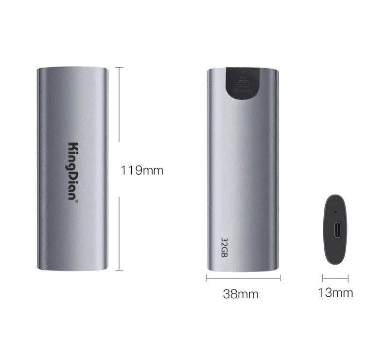 Grey aluminium USB 3.0 mobile SSD hard drive for direct phone connection storage expansion