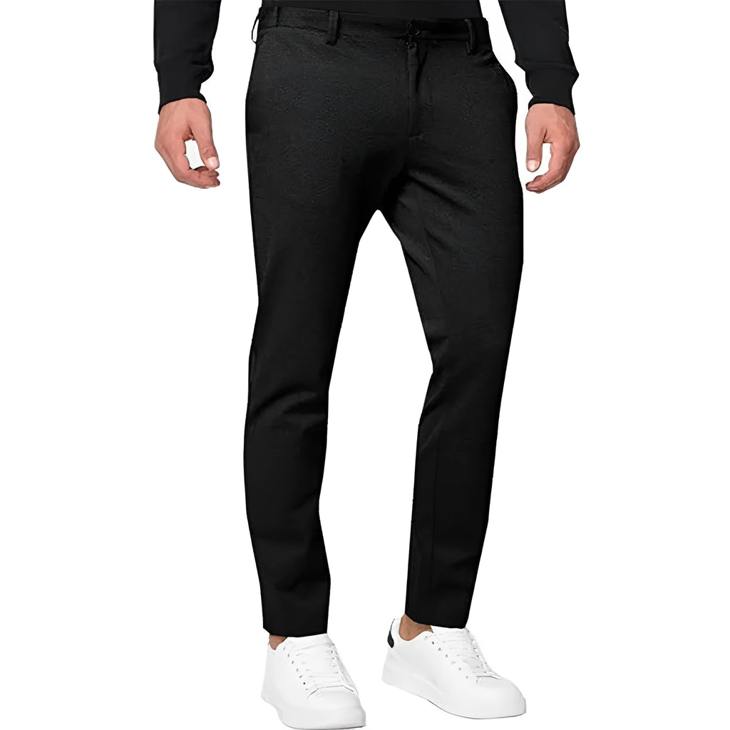 Men's slim-fit chino trousers in cotton blend fabric with tapered leg