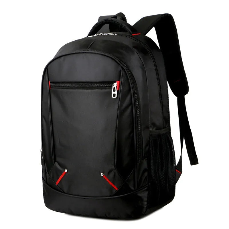 Black Oxford cloth laptop backpack with anti-theft design, 15 inch size, 31cm by 47cm by 16cm