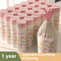 Pink degradable garbage bags with drawstring, featuring argy wormwood mosquito repellent properties